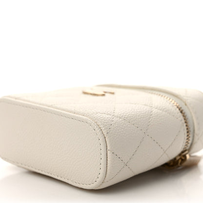 Chanel Caviar Quilted Small Handle With Care Vanity Case With Chain White 10 of 10