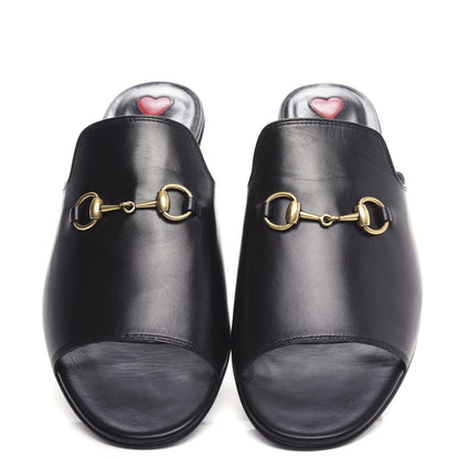Gucci Malaga Kid Horsebit Slide Sandals 39 Black 5 of 11