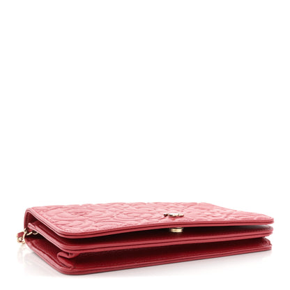 Chanel Caviar Camellia Embossed Wallet On Chain WOC Red 4 of 10