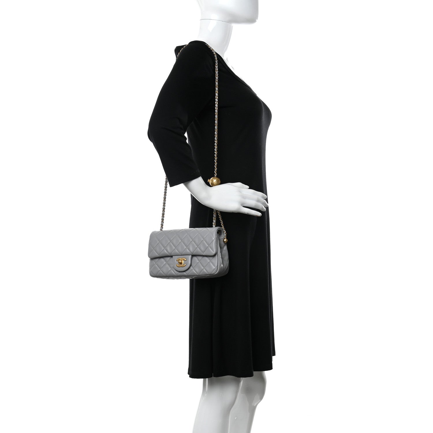 Chanel Lambskin Quilted Mini Rectangular Pearl Crush Flap Grey 2 of 11