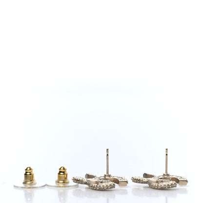 Chanel Crystal Timeless CC Earrings Light Gold 3 of 4