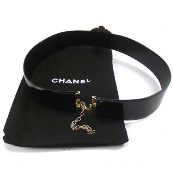 Patent Leather Pearl Jeweled Belt Black