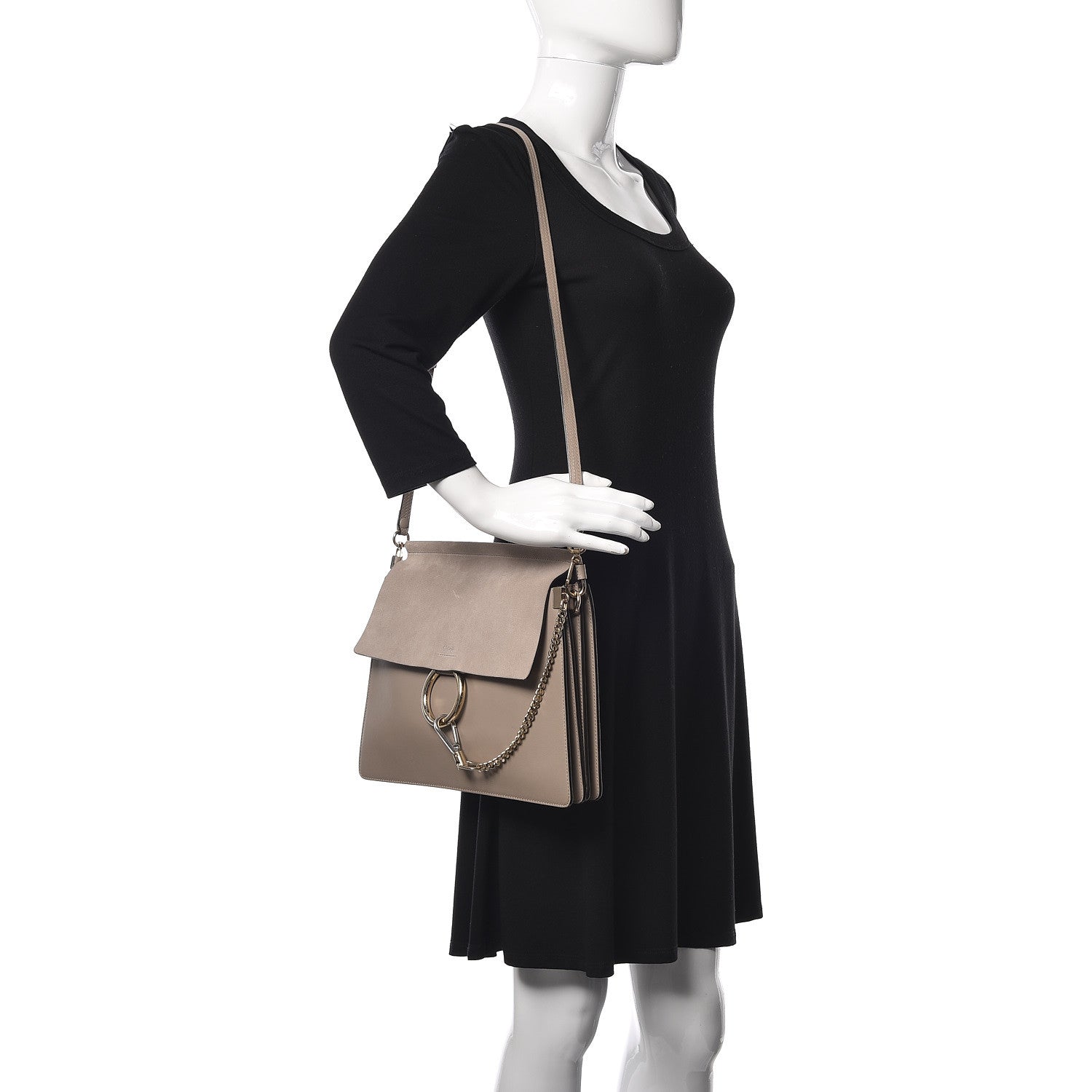 Chloe Calfskin Suede Medium Faye Shoulder Bag Motty Grey 2 of 11