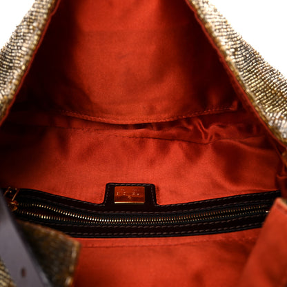 Fendi Beaded Baguette Beige Gold 5 of 21