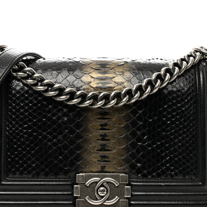 Chanel Patent Snakeskin Medium Boy Flap Black 5 of 11