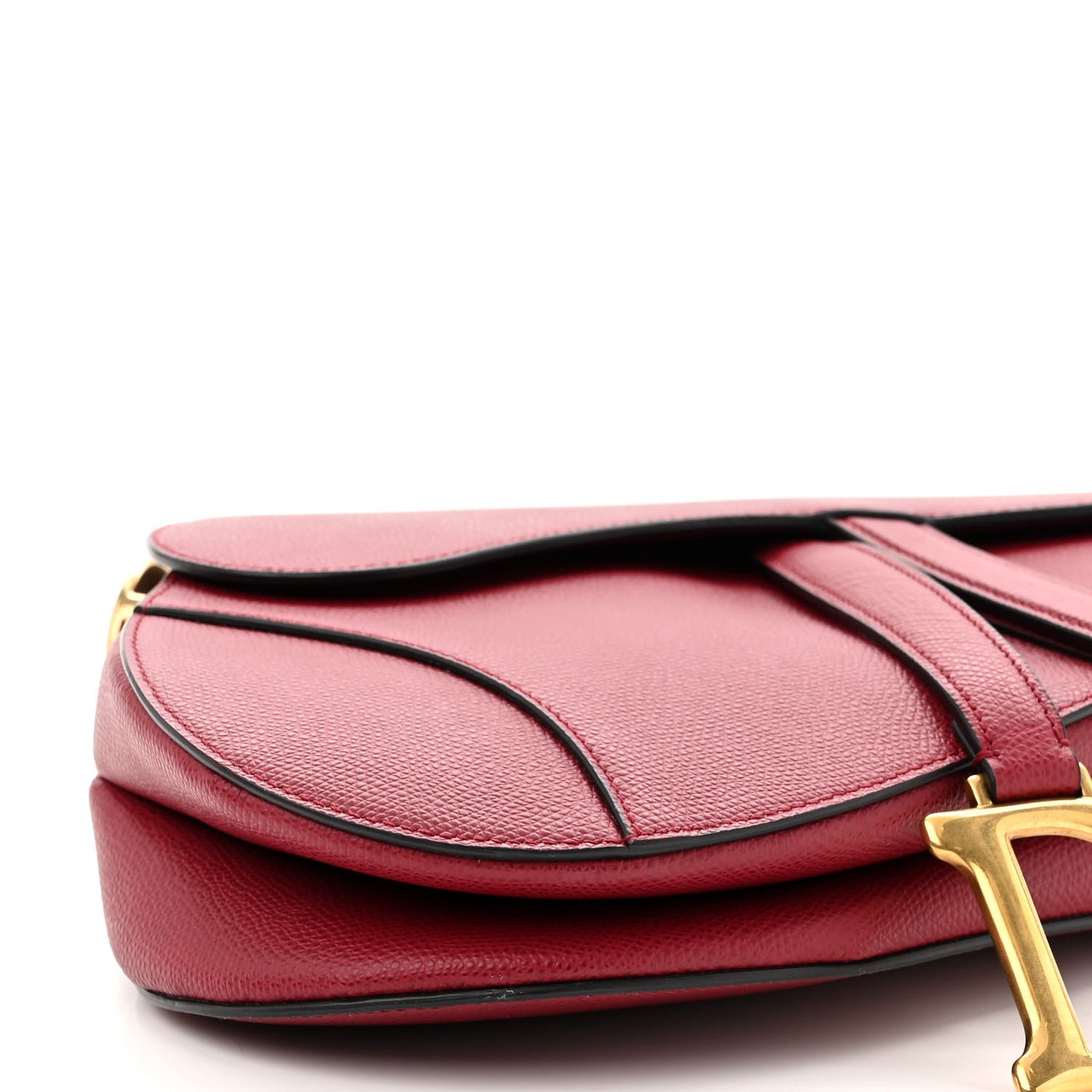 Grained Calfskin Saddle Bag Red