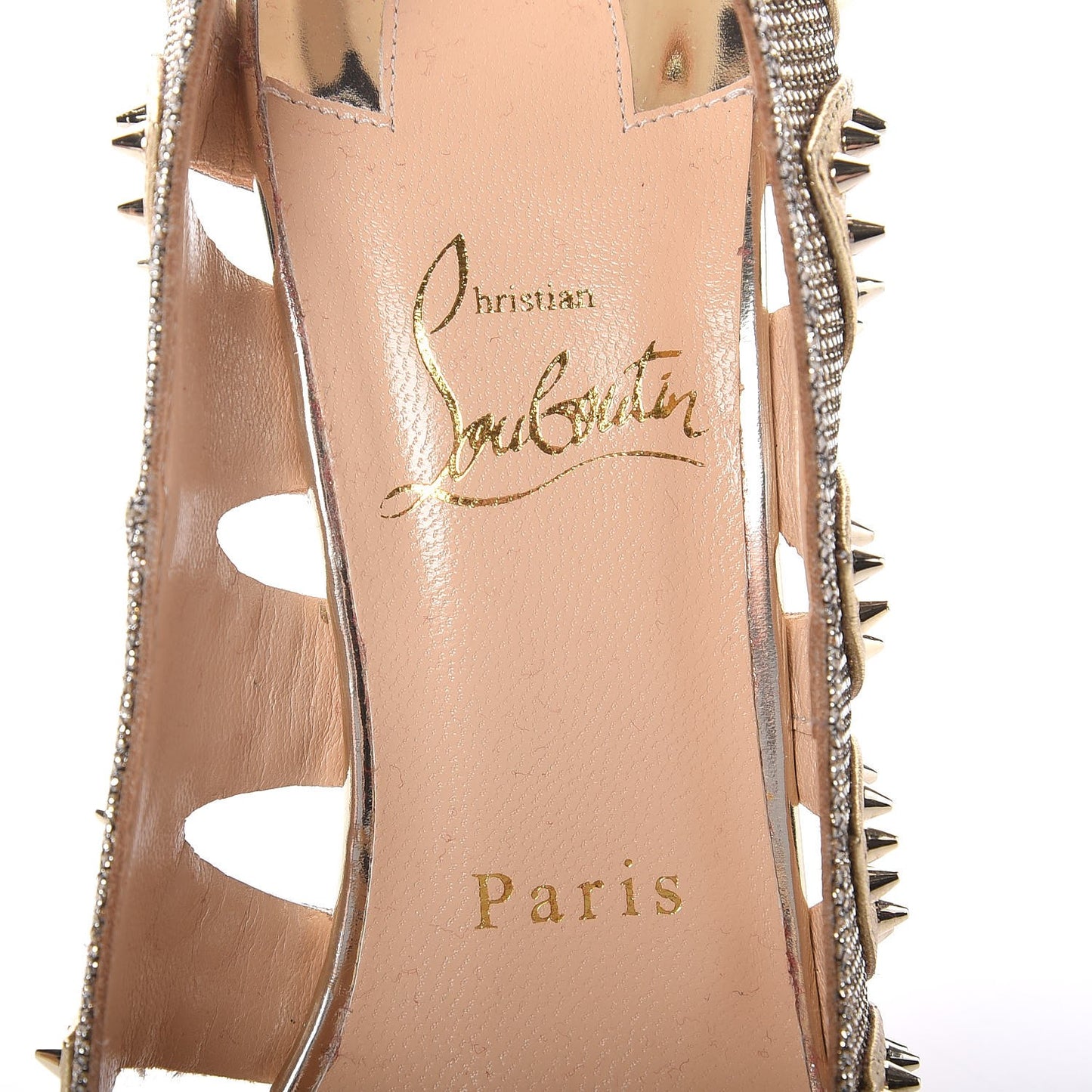 Glitter Silk Nappa Spiked Circus City 120 Pumps 36.5 Gold
