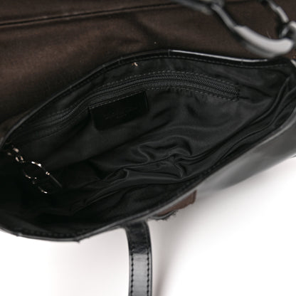 Christian Dior Canvas Patent Calfskin Saddle Bag Brown Black 5 of 13
