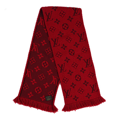 Louis Vuitton Wool Silk Logomania Scarf Rubis 2 of 3