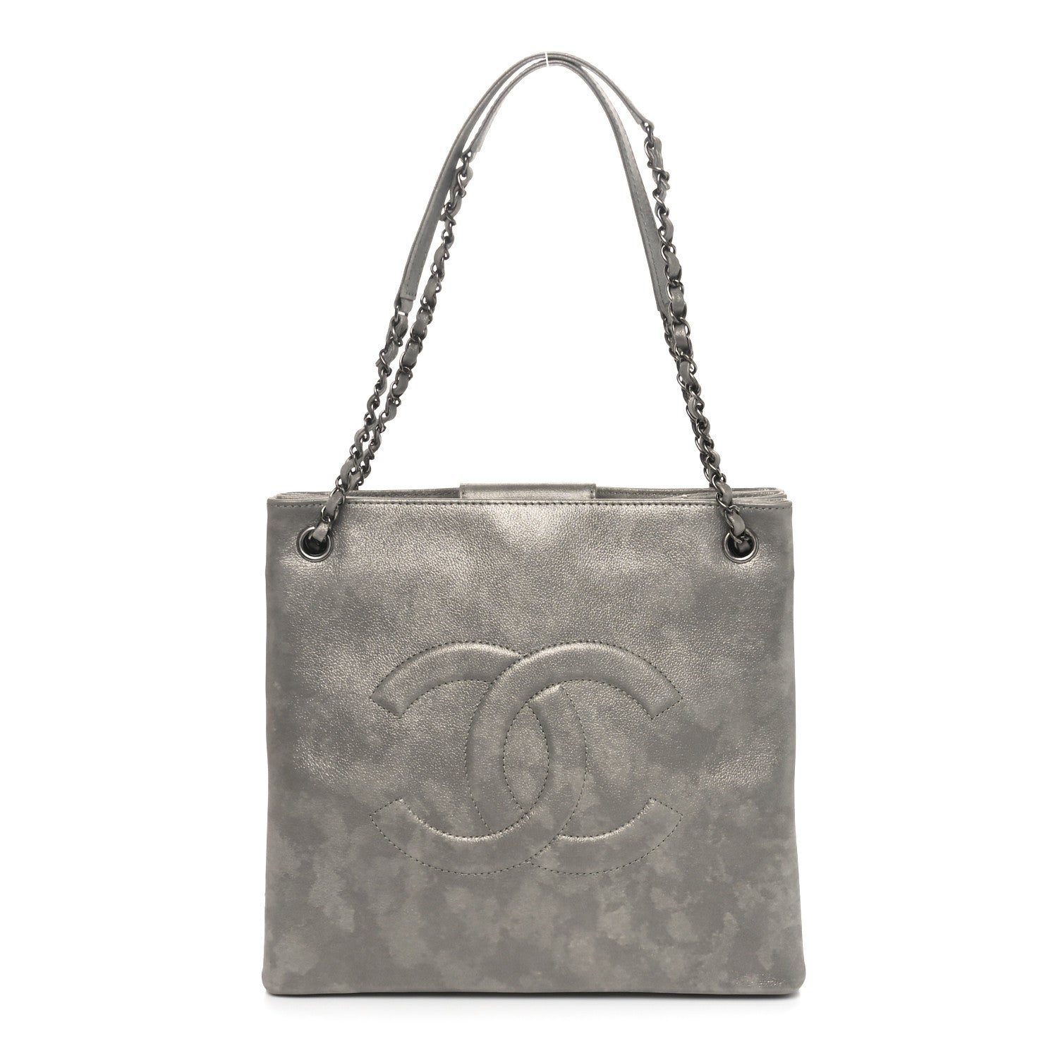 Chanel Iridescent Calfskin CC North South Large Shopping Tote Silver 1 of 10