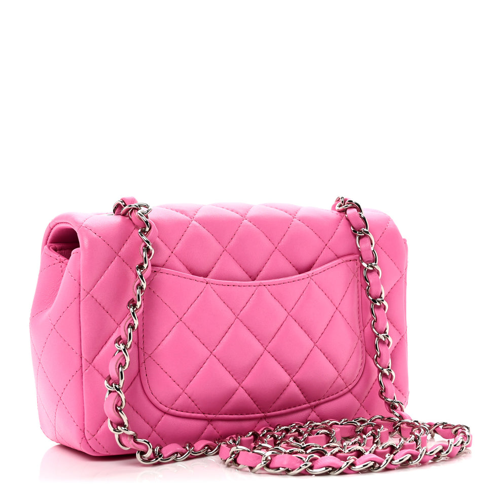 Chanel Lambskin Quilted Mini Rectangular Flap Neon Pink 1881686 ...