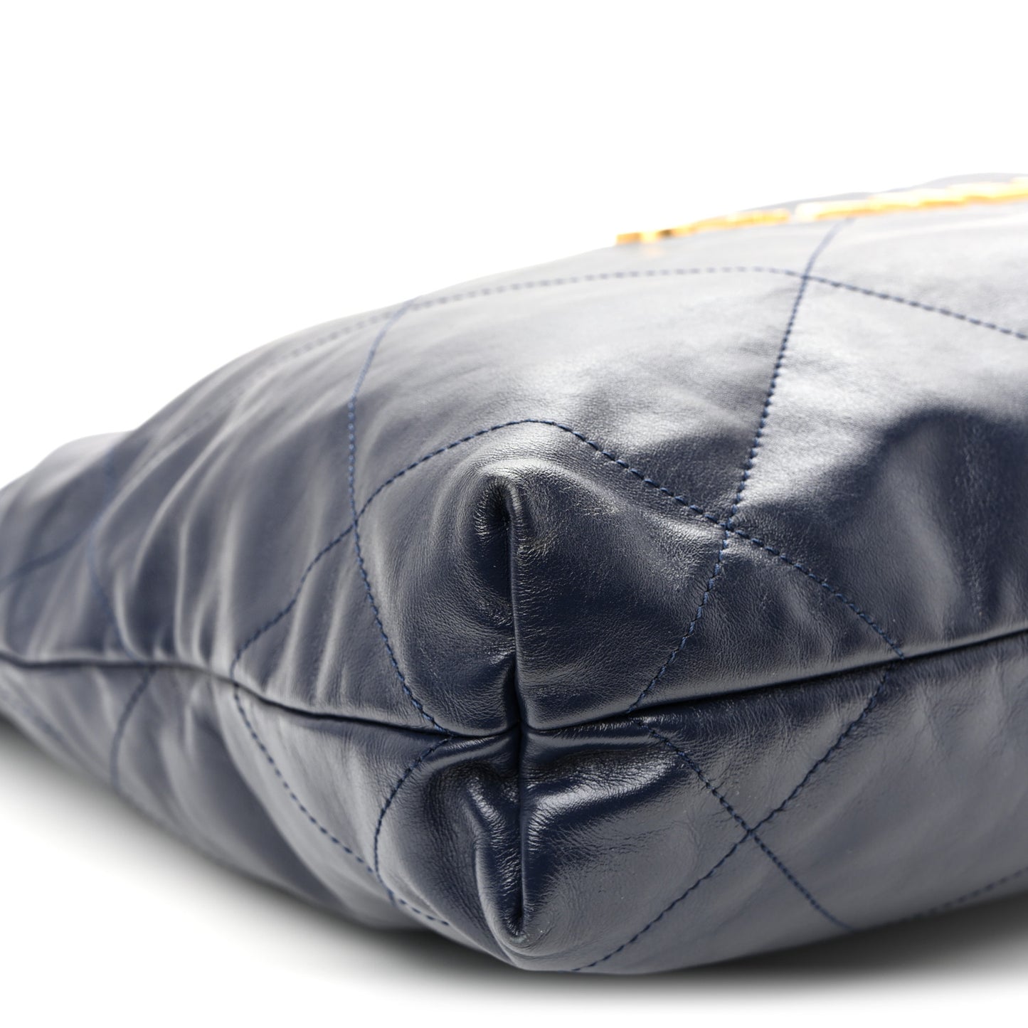 Shiny Calfskin Quilted Small Chanel 22 Navy