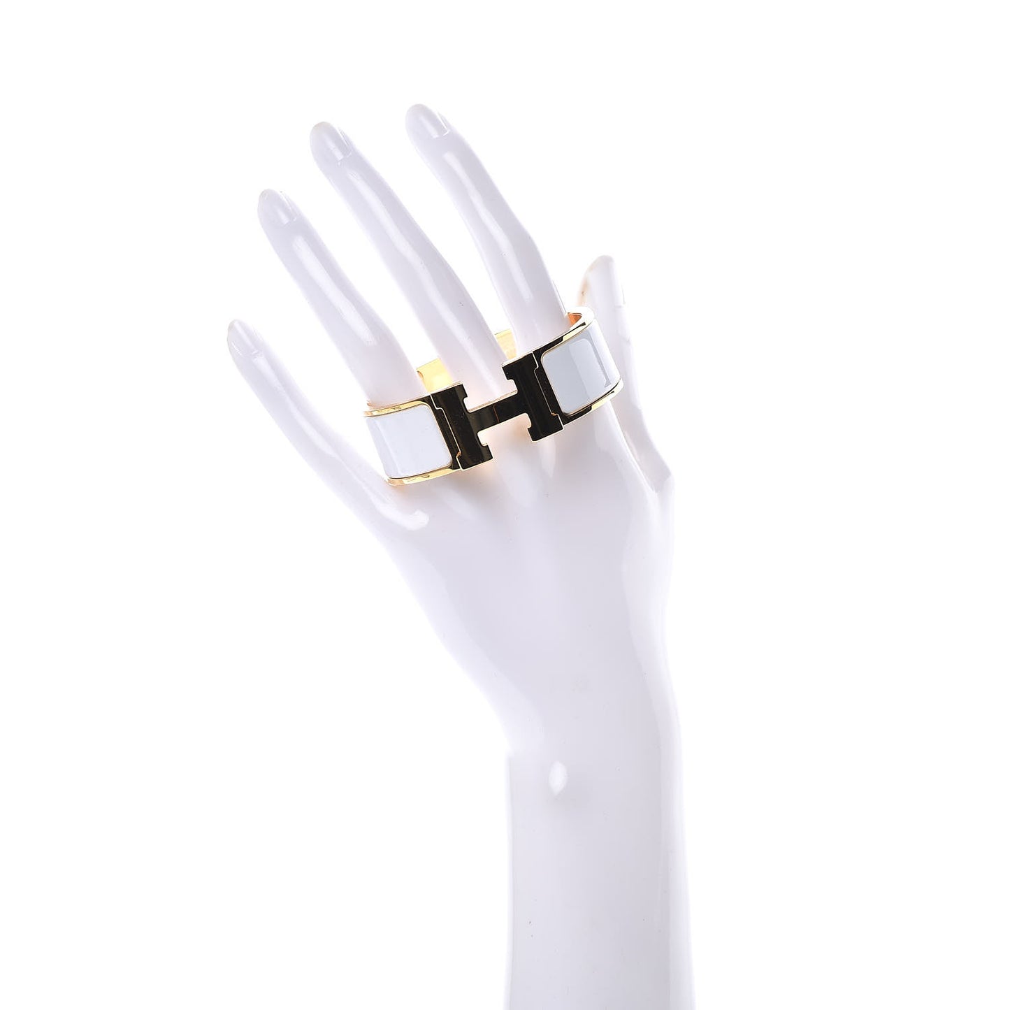 Enamel Wide Clic Clac H Bracelet PM White