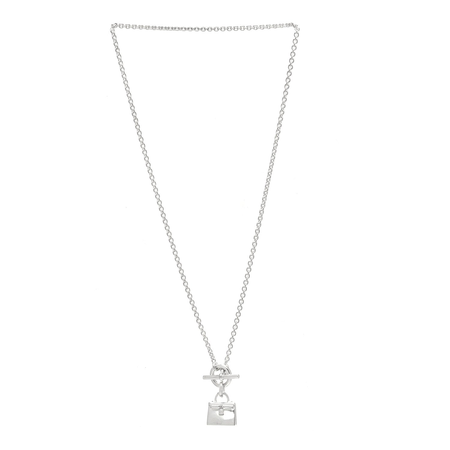 Hermes Sterling Silver Kelly Charm Pendant Necklace 3 of 7
