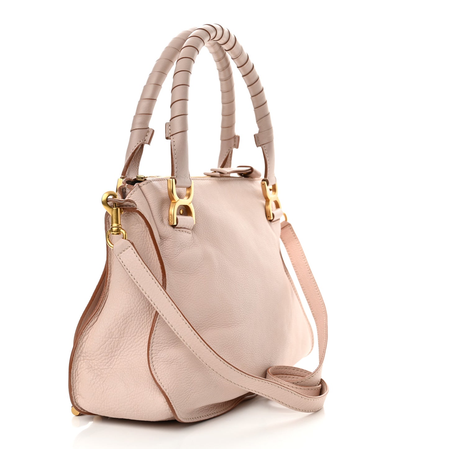 Calfskin Medium Marcie Satchel Nude Pink