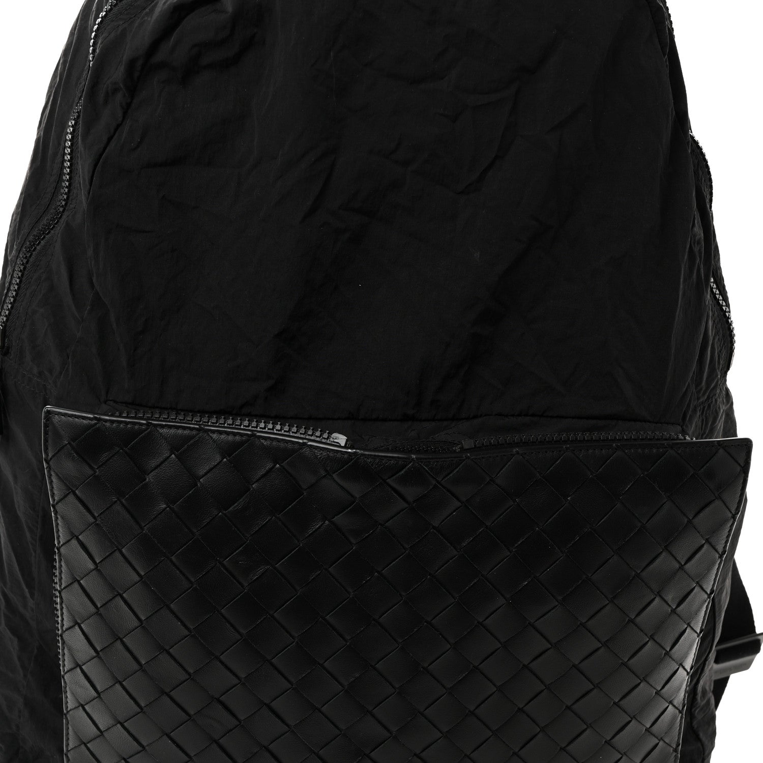 Bottega Veneta Nappa Nylon Intreccio Packable Backpack Black 8 of 11