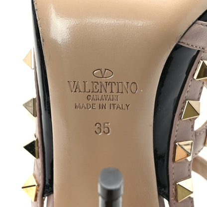 Valentino Garavani Patent Nappa Rockstud Ankle Strap 100mm Pumps 35 Black Poudre 6 of 9