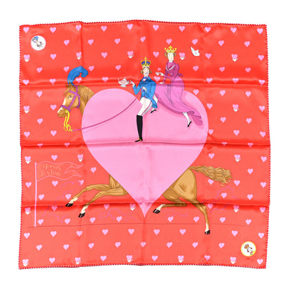 Hermes Silk Tea Time Scarf 70 Rouge Rose White 1 of 5