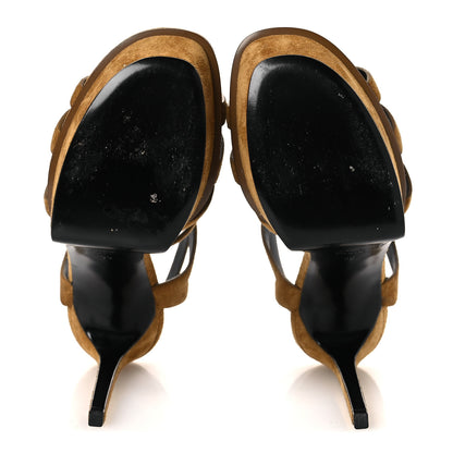 Saint Laurent Suede Bianca 105 Platform Sandals 39 Tan 7 of 13