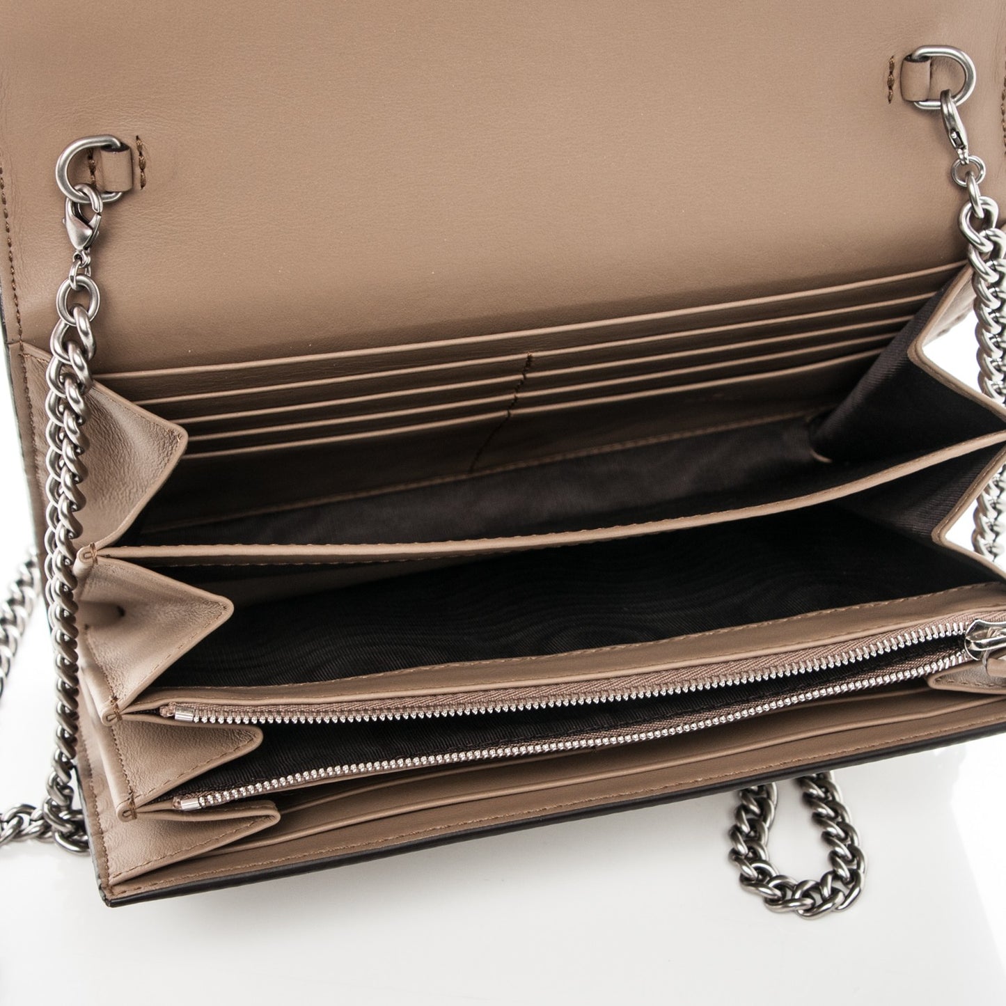 GG Supreme Monogram Mini Dionysus Chain Wallet Beige Taupe