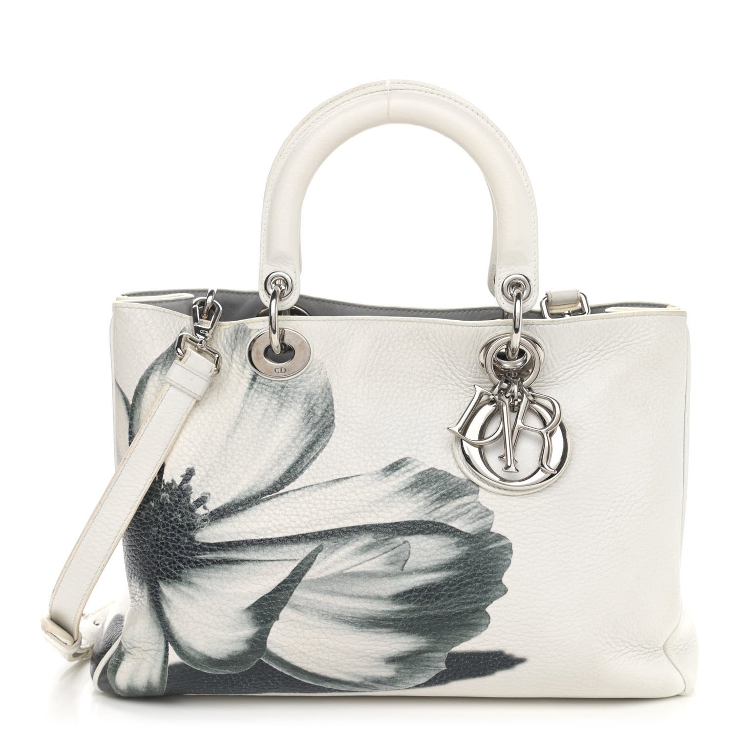 Bullcalf Printed Medium Flower Diorissimo Tote White