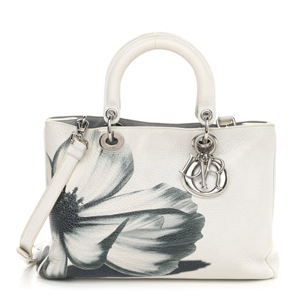 Christian Dior Bullcalf Printed Medium Flower Diorissimo Tote White 1 of 17