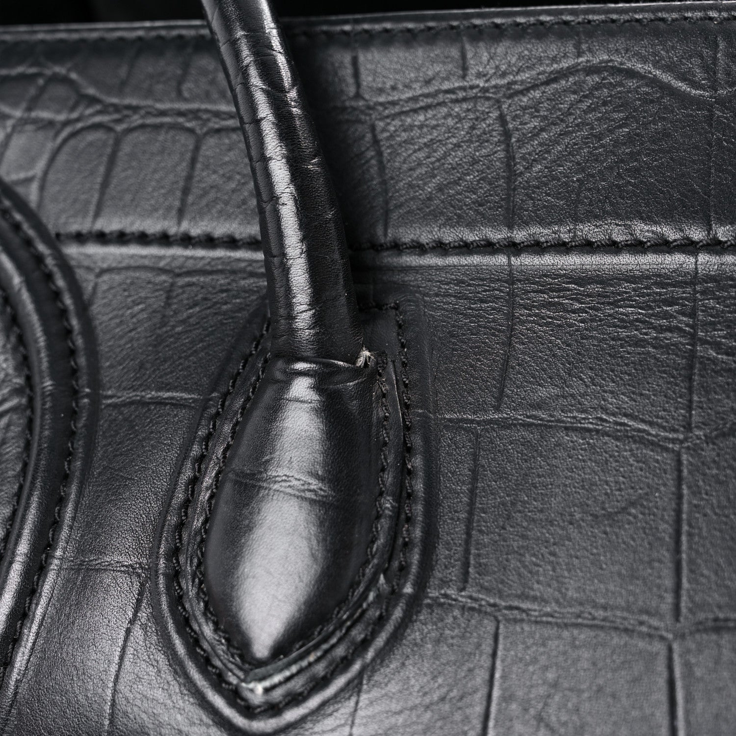 Celine Crocodile Embossed Calfskin Large Phantom Luggage Black 17 of 21