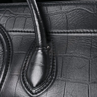 Celine Crocodile Embossed Calfskin Large Phantom Luggage Black 17 of 21