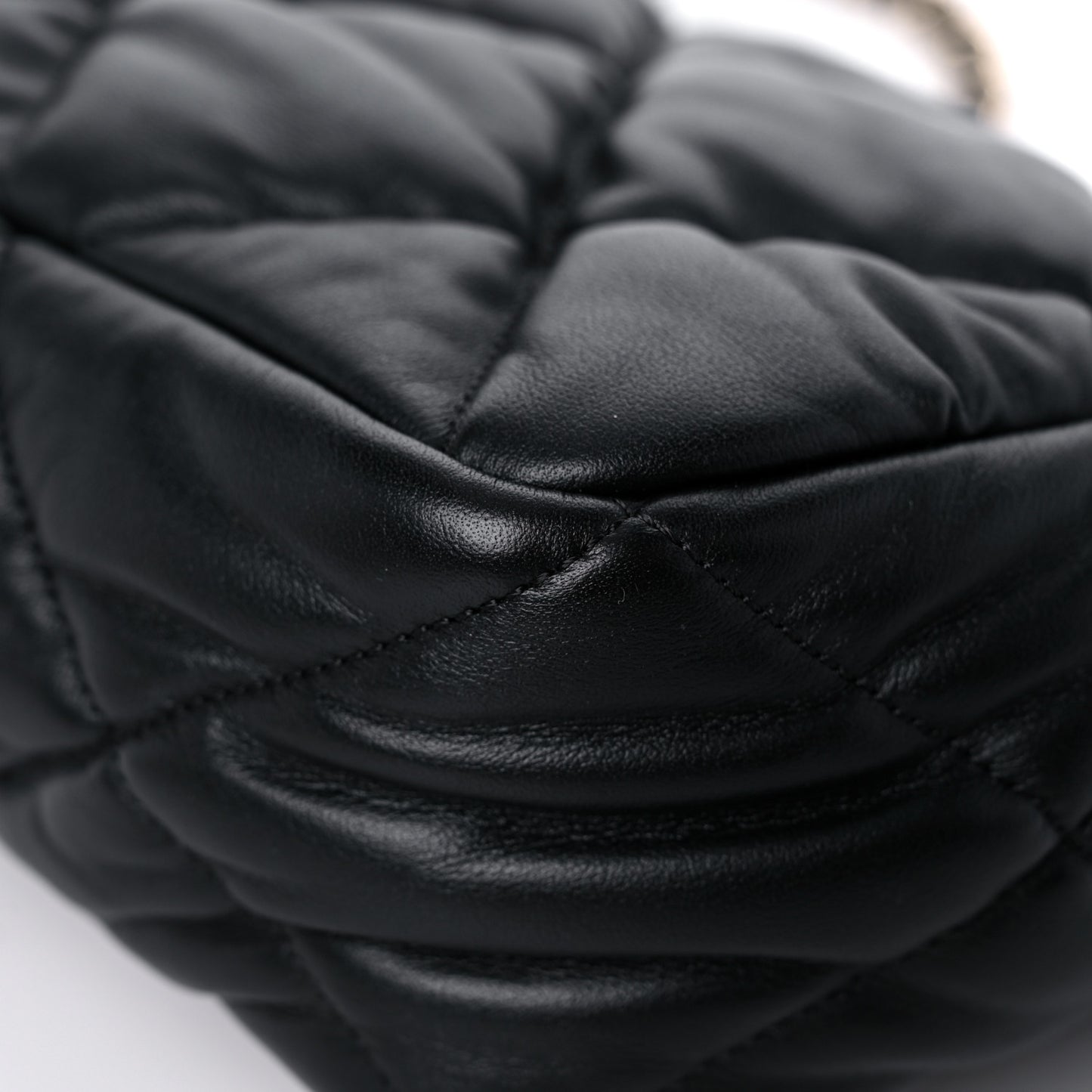 Calfskin Quilted Mini Square Bubbly Flap Black