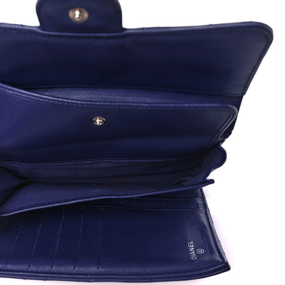 Chanel Lambskin Quilted Large Gusset Flap Wallet Blue 6 of 12