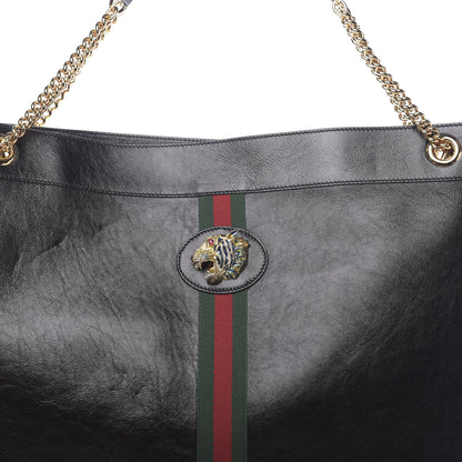 Gucci Calfskin Maxi Rajah Chain Tote Black 8 of 13