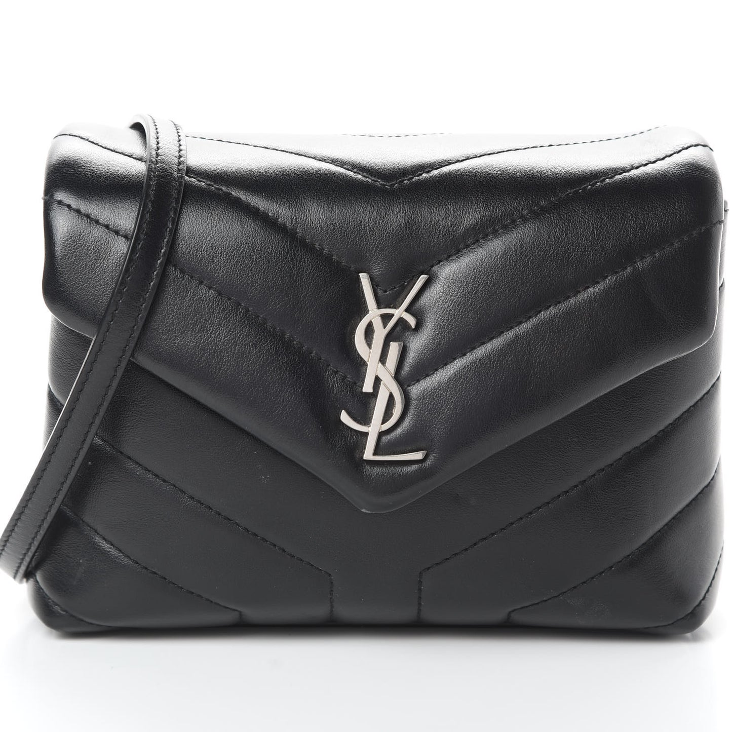 Calfskin Y Quilted Monogram Toy Loulou Crossbody Bag Black
