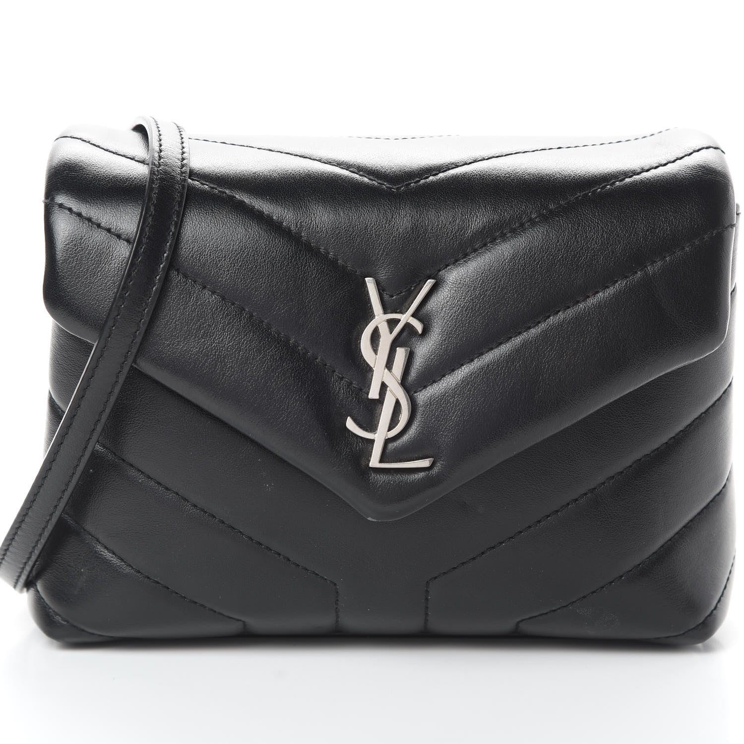 Saint Laurent Calfskin Y Quilted Monogram Toy Loulou Crossbody Bag Black 8 of 14