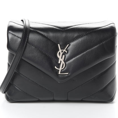 Saint Laurent Calfskin Y Quilted Monogram Toy Loulou Crossbody Bag Black 8 of 14