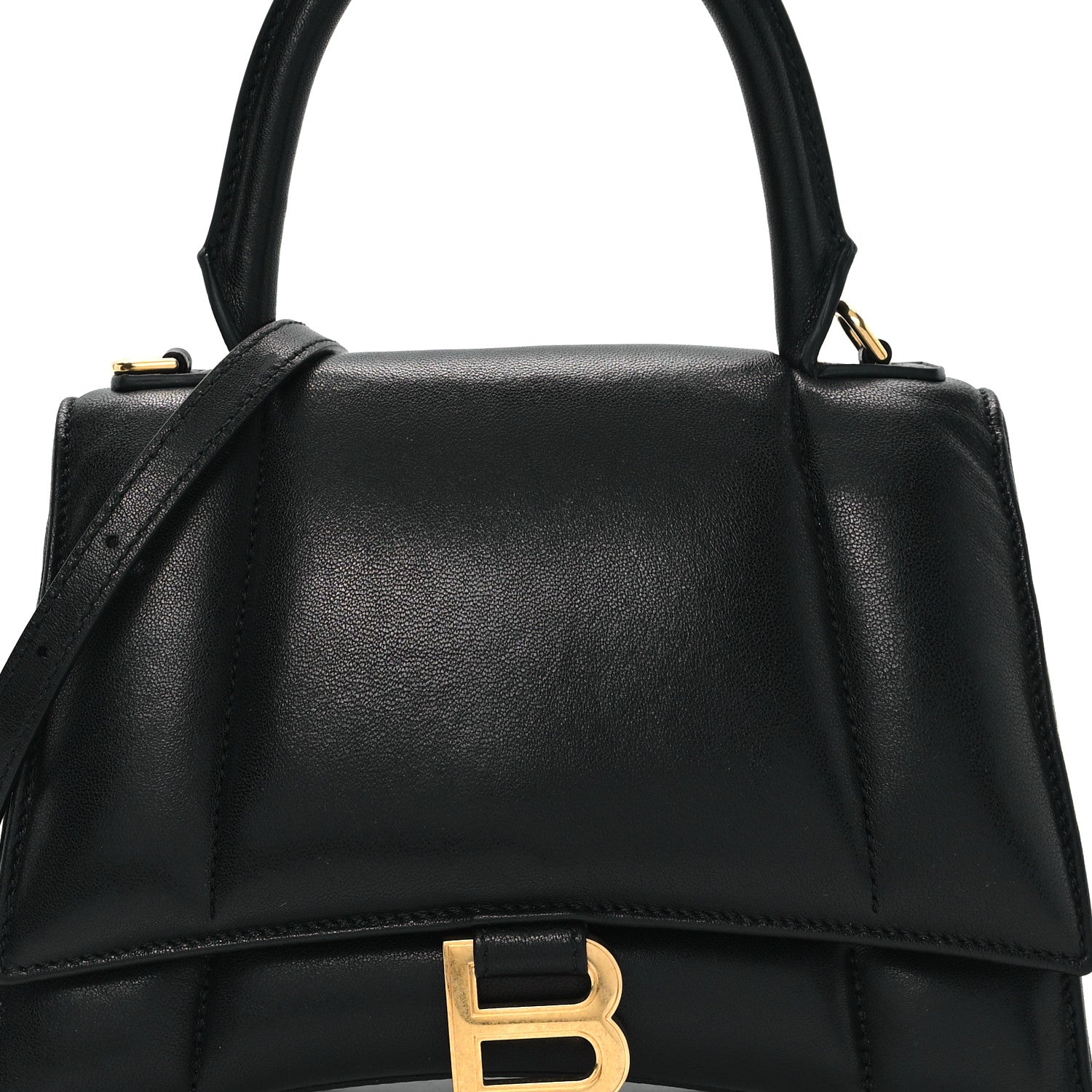 Balenciaga Nappa Calfskin Puffy Small Hourglass Top Handle Bag Black 8 of 11