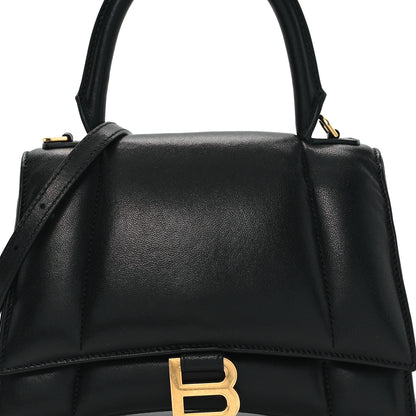Balenciaga Nappa Calfskin Puffy Small Hourglass Top Handle Bag Black 8 of 11