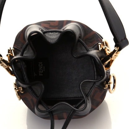 Fendi Mesh Vitello Grace F is Fendi FF 1974 Mini Mon Tresor Bucket Bag Marrone Black Ebano 5 of 10