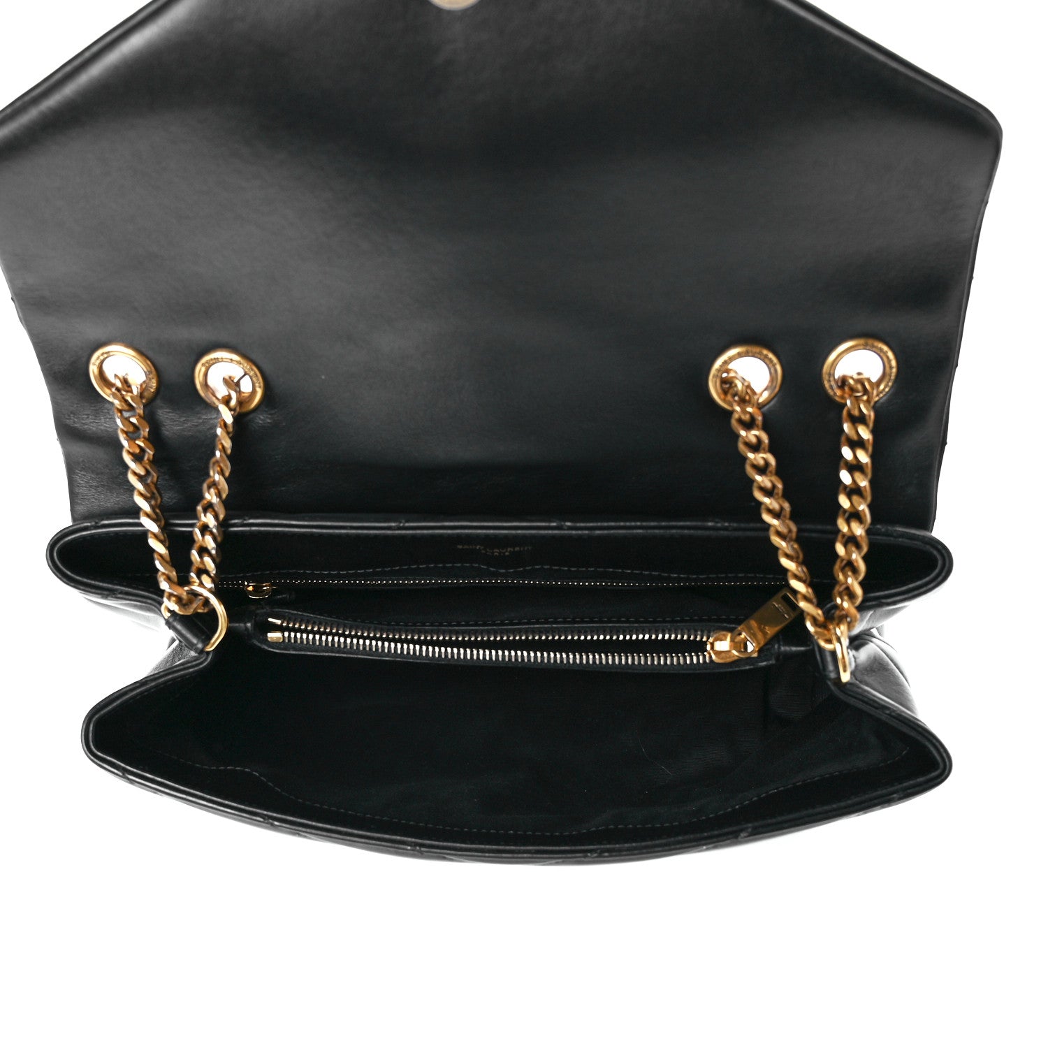 Saint Laurent Calfskin Y Quilted Monogram Medium Loulou Chain Satchel Black 5 of 12