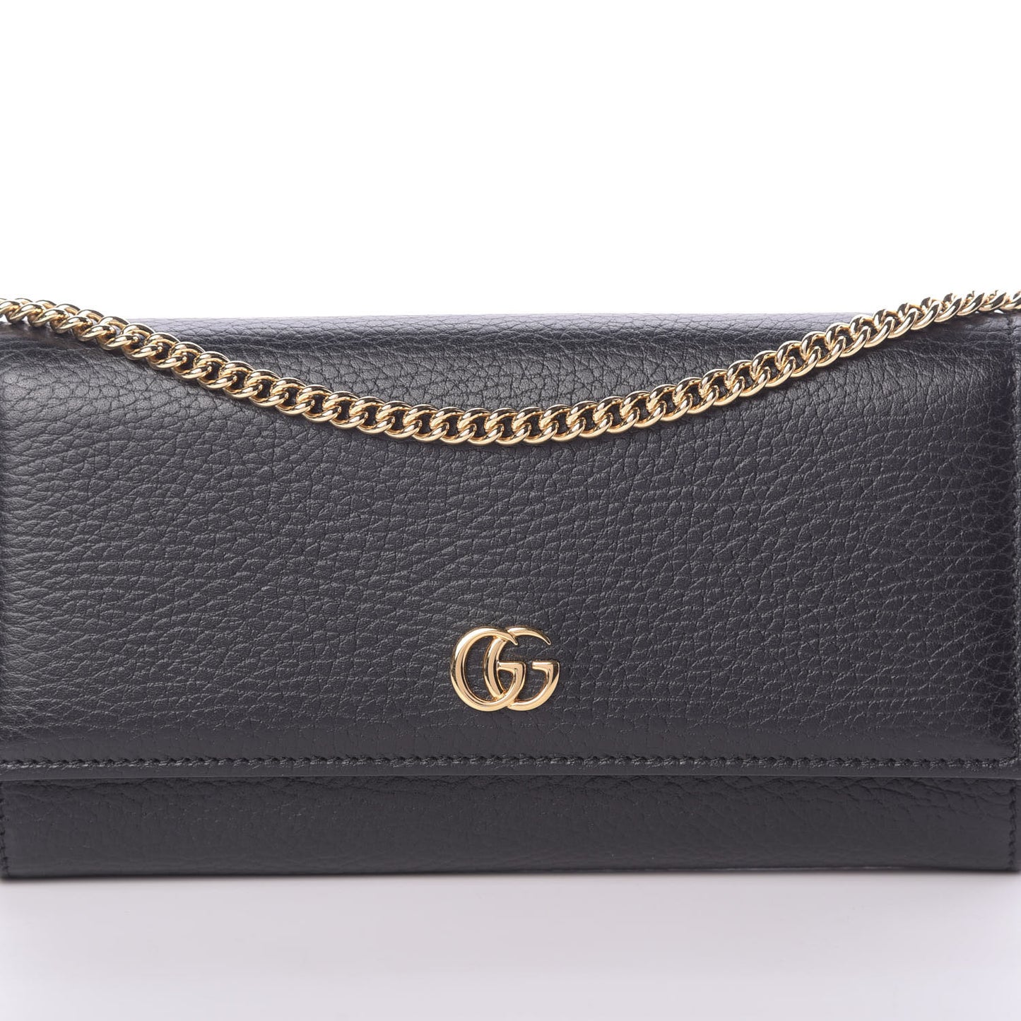 Calfskin Petite GG Marmont Wallet Chain Bag Black
