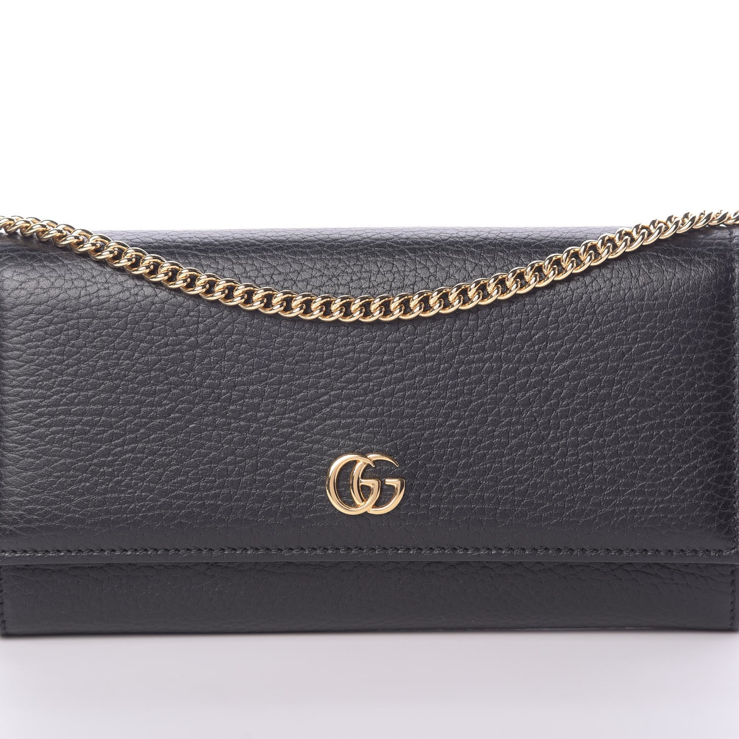 Gucci Calfskin Petite GG Marmont Wallet Chain Bag Black 8 of 11