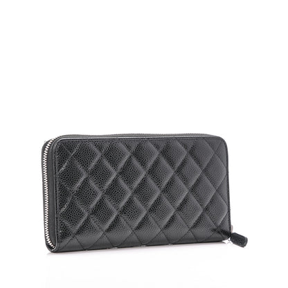 Chanel Caviar Quilted Large Gusset Zip Around Wallet Black 3 of 8
