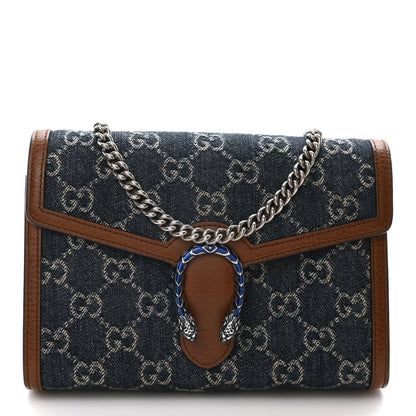 Gucci New Denim GG Monogram Dollar Calfskin Enamel Mini Dionysus Chain Wallet Blue Tea Cuir Epilog Electric Blue 1 of 9