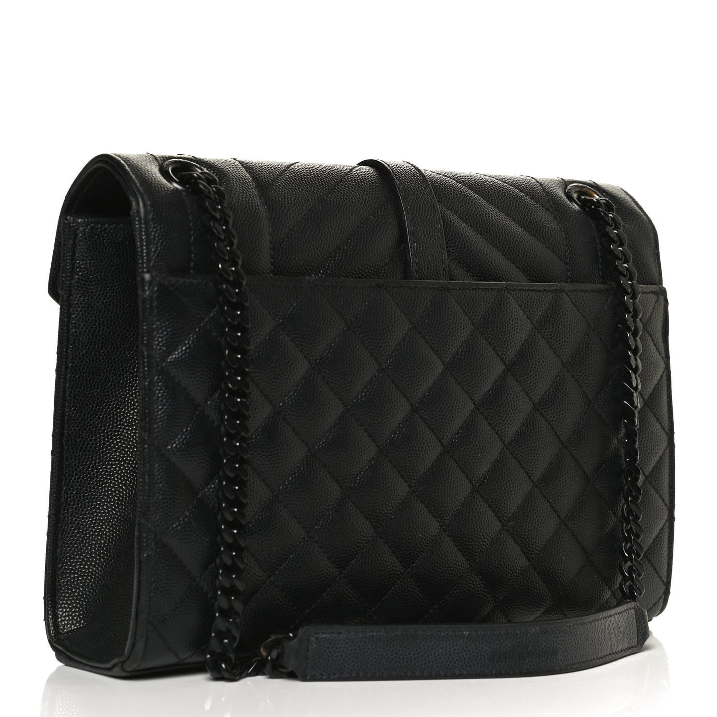 Grain De Poudre Textured Mixed Matelasse Triquilt Medium Monogram Satchel Black