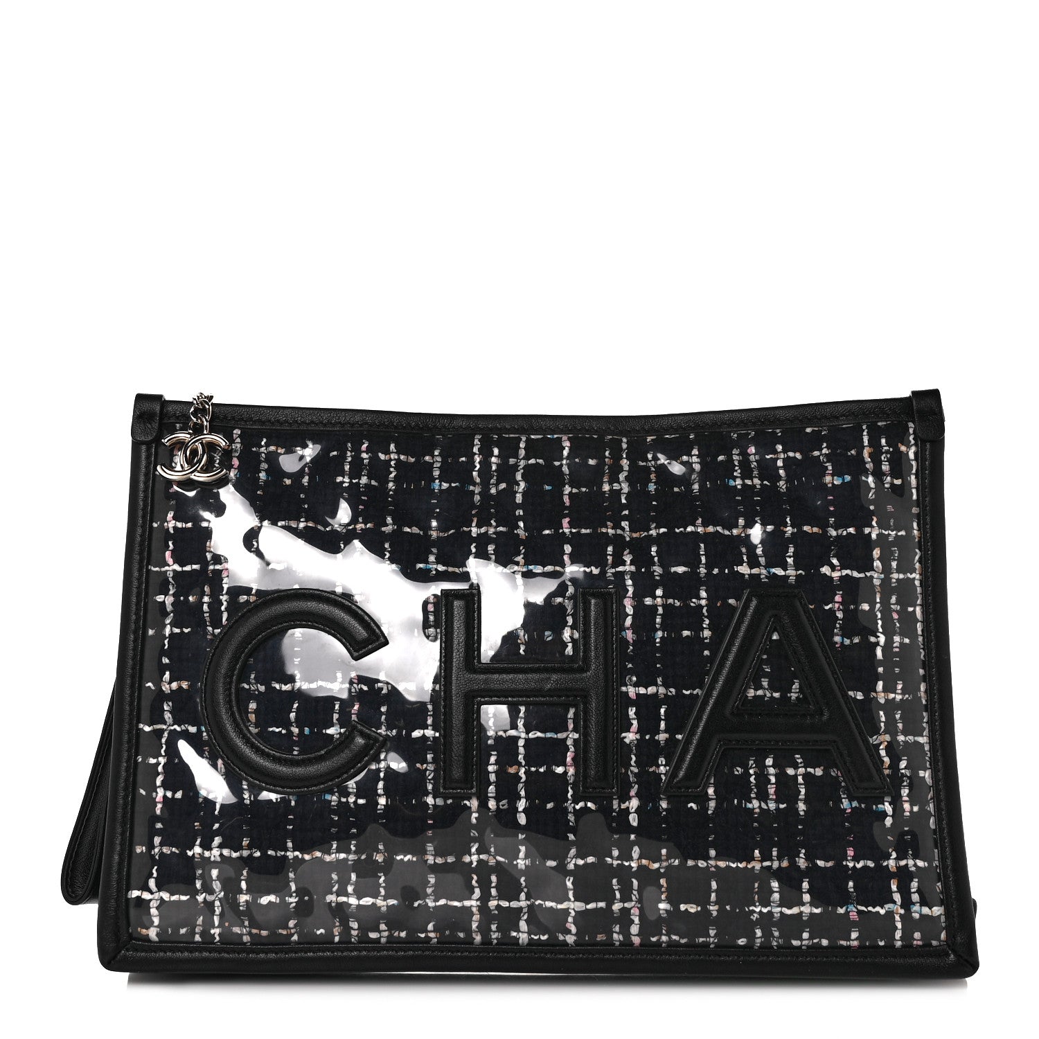 Chanel Tweed PVC Lambskin Large Pouch Black 1 of 9