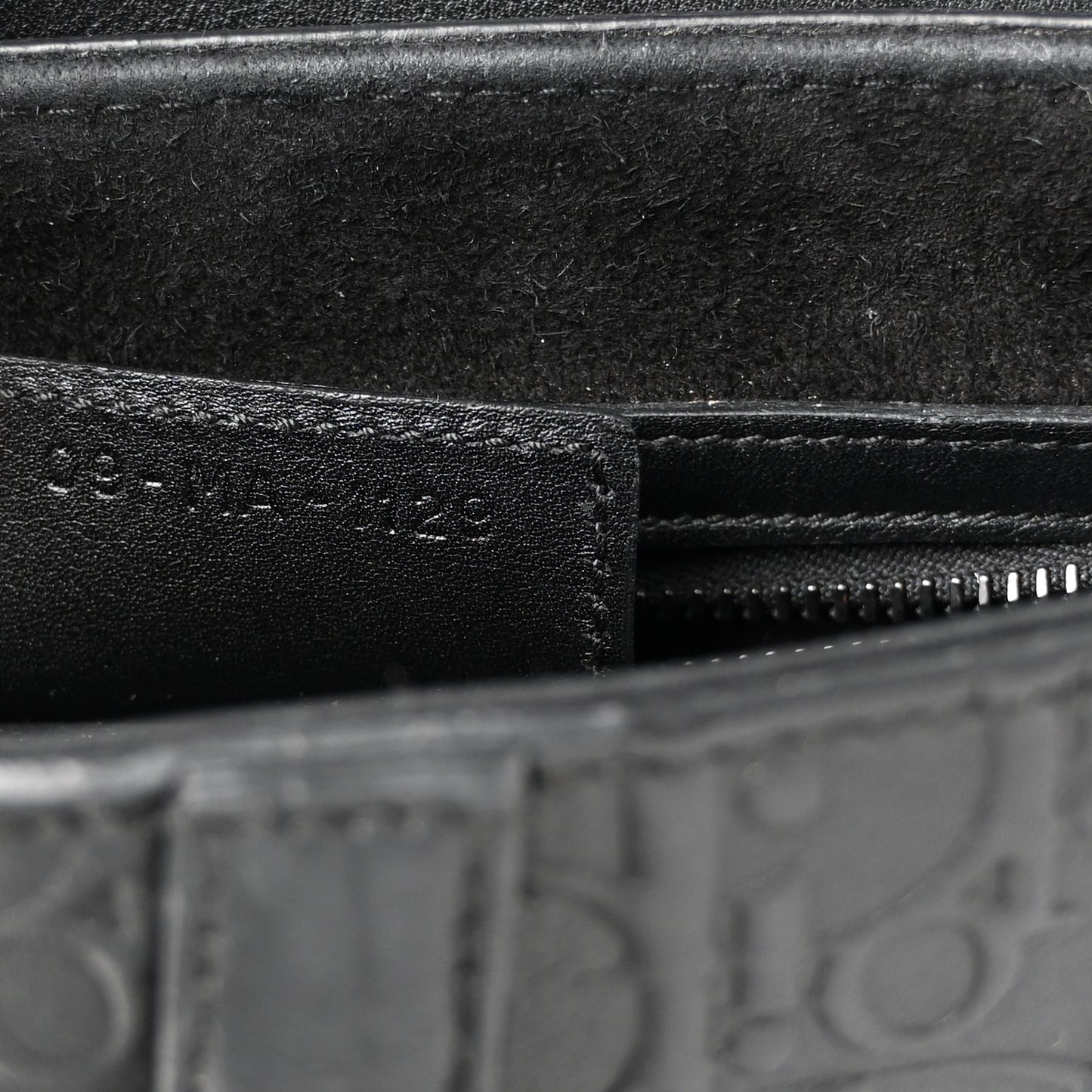 Calfskin Embossed Oblique Saddle Bag Black