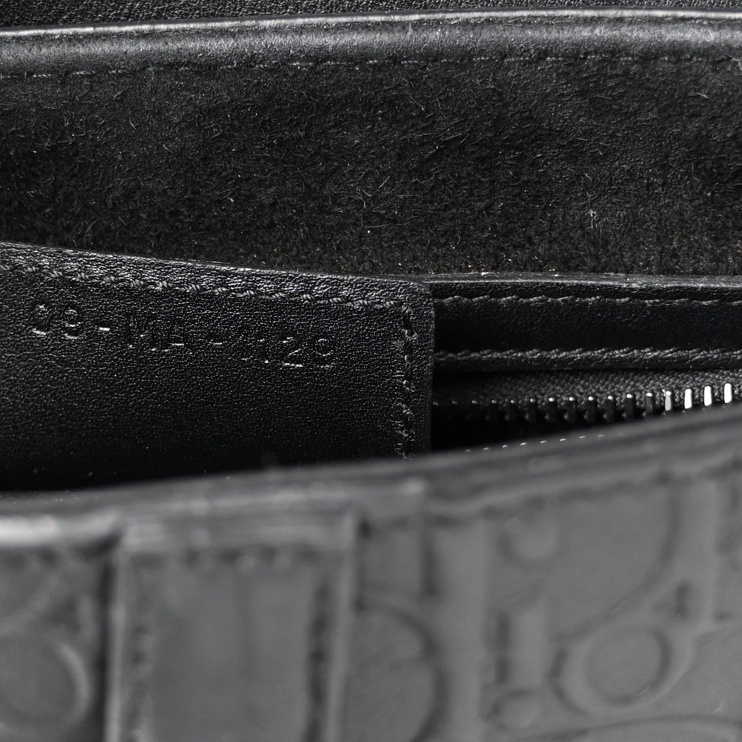 Christian Dior Calfskin Embossed Oblique Saddle Bag Black 7 of 10