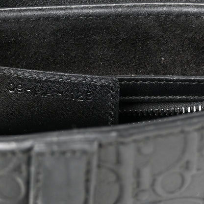 Christian Dior Calfskin Embossed Oblique Saddle Bag Black 7 of 10