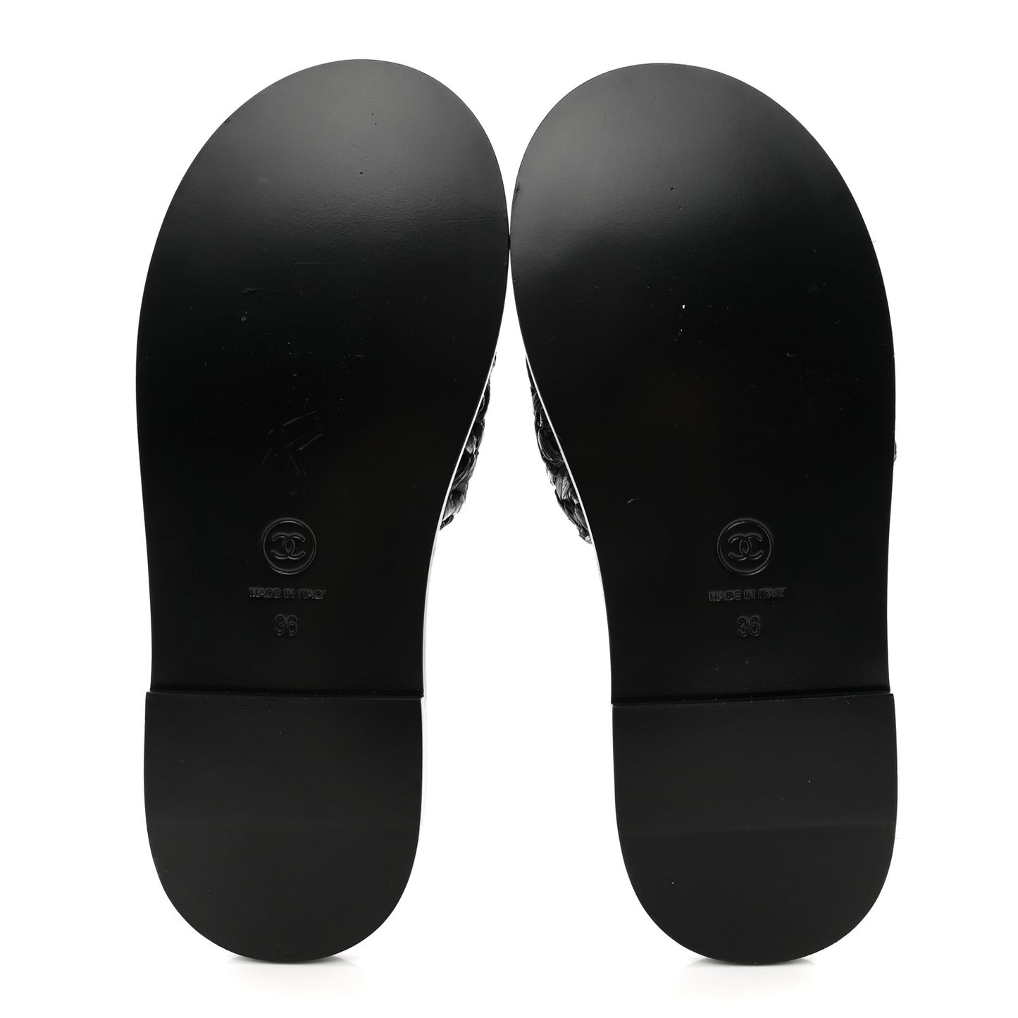 Raffia Crystal CC Mules Sandals 36 Black