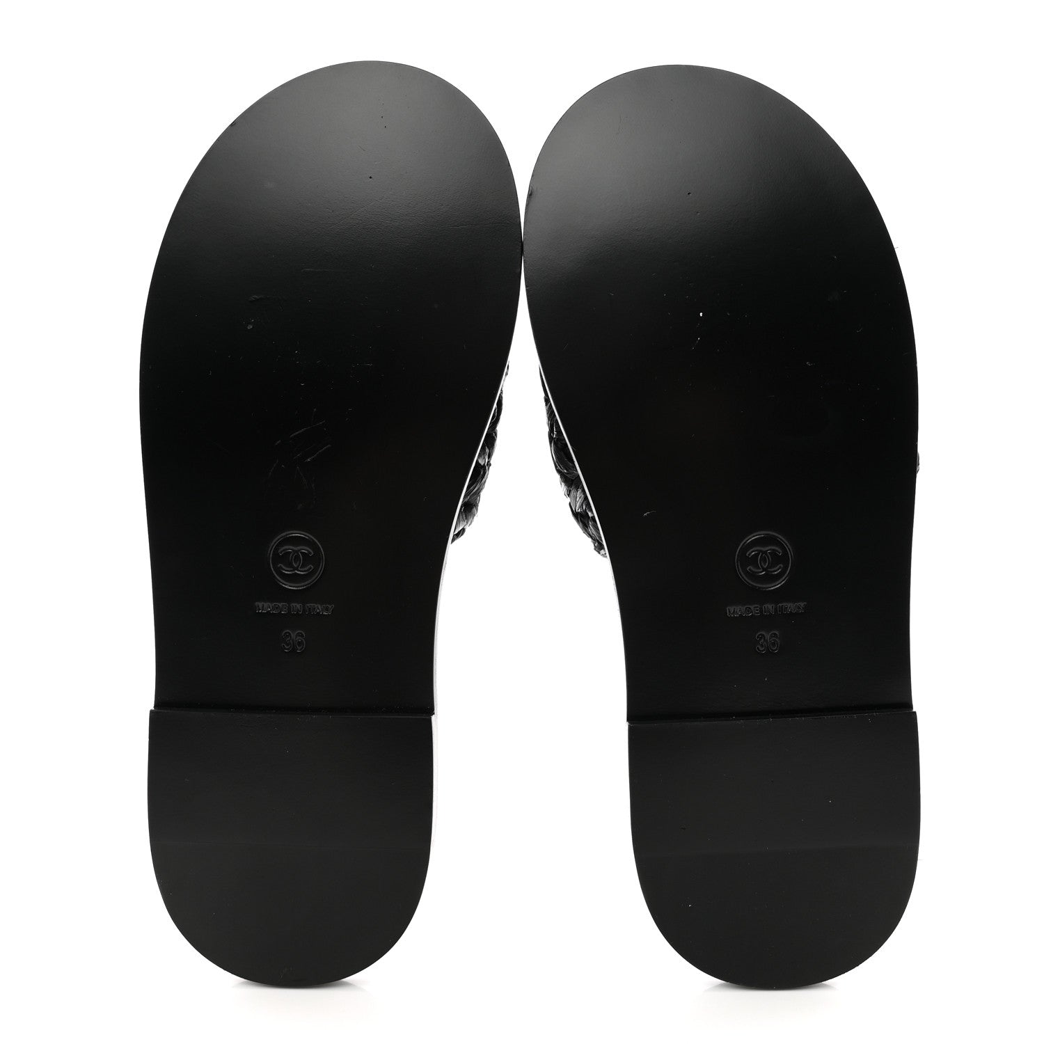 Chanel Raffia Crystal CC Mules Sandals 36 Black 5 of 10