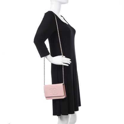 Chanel Caviar Timeless CC Wallet On Chain WOC Pink 2 of 12
